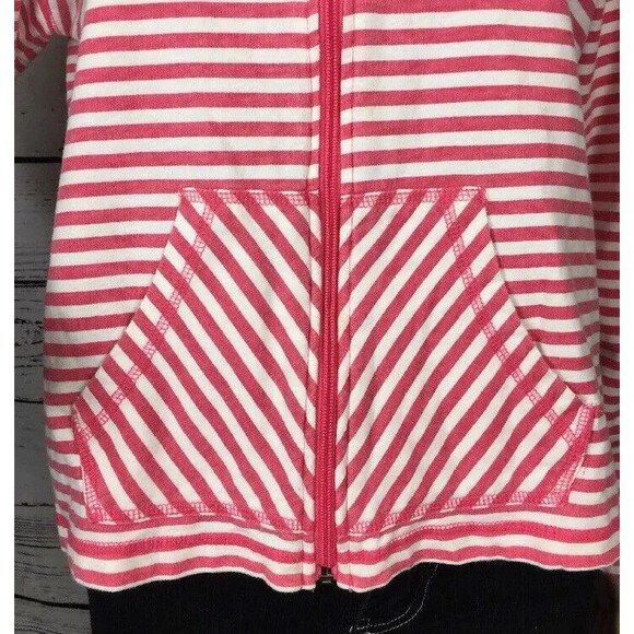 Abby & Friends Pink and White Stripe Zip Front Knit Jacket Medium Casual Striped - Picture 8 of 12